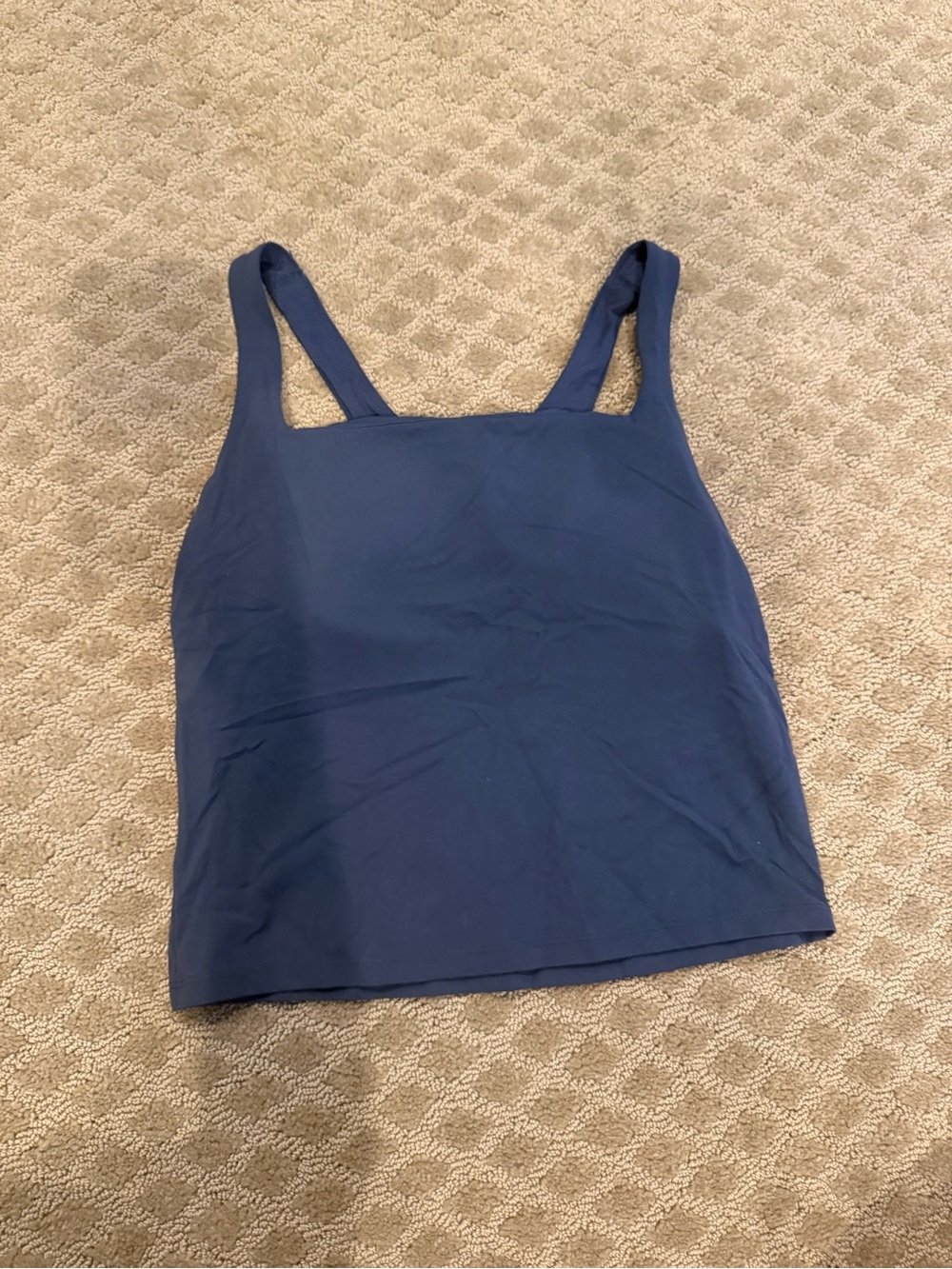 All in Motion Navy Blue Square Neck Tank Top With Built-in-Bra